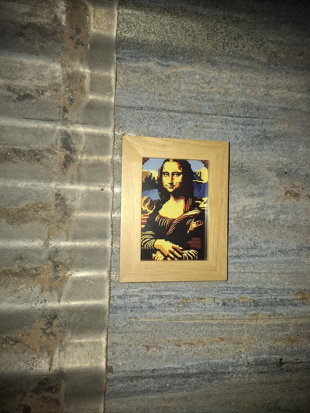 8 Bit Mona Lisa Framed Mini Art Print lo-fi Pixel Art
